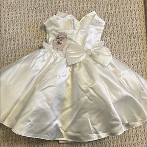 Elegant White Kids Dress with Bow
